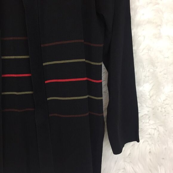 Exclusively Misook Womens Black Striped Cardigan Open Jacket XS - Picture 4 of 5